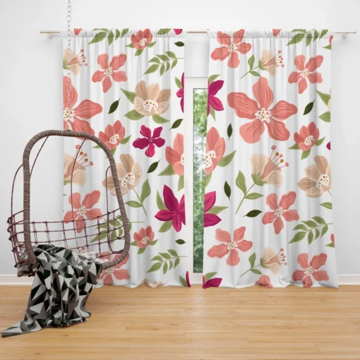 Magenta Fuchsia Floral Pink Cherry Blossom Curtain