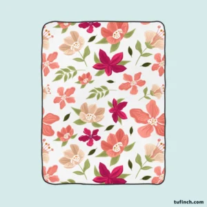 Magenta Fuchsia Floral Pink Cherry Blossom Fleece Blanket 1