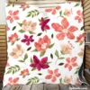 Magenta Fuchsia Floral Pink Cherry Blossom Quilt Blanket