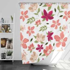 Magenta Fuchsia Floral Pink Cherry Blossom Shower Curtain