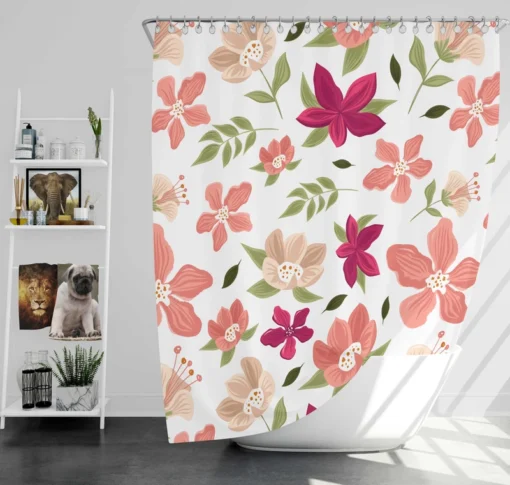 Magenta Fuchsia Floral Pink Cherry Blossom Shower Curtain