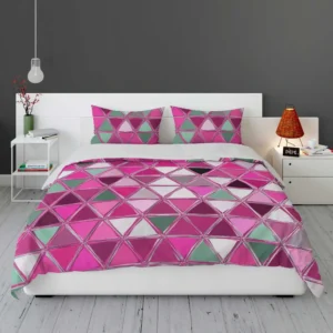 Magenta Glass Effect Triangle Design Bedding Set 1