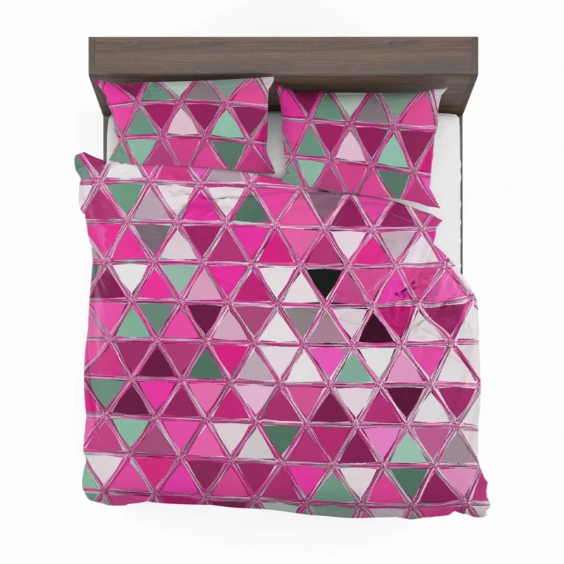 Magenta Glass Effect Triangle Design Bedding Set 2