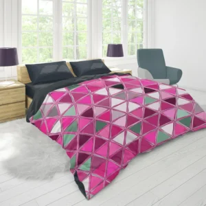 Magenta Glass Effect Triangle Design Duvet Cover 1