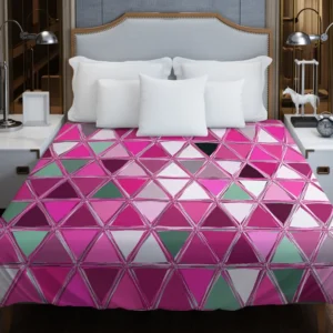 Magenta Glass Effect Triangle Design Duvet Cover