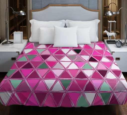 Magenta Glass Effect Triangle Design Duvet Cover