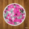 Magenta Glass Effect Triangle Design Round Beach Towel