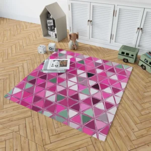 Magenta Glass Effect Triangle Design Rug 1