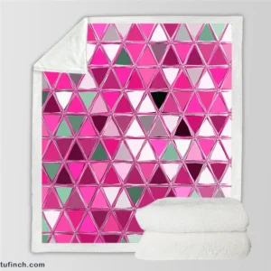 Magenta Glass Effect Triangle Design Sherpa Fleece Blanket