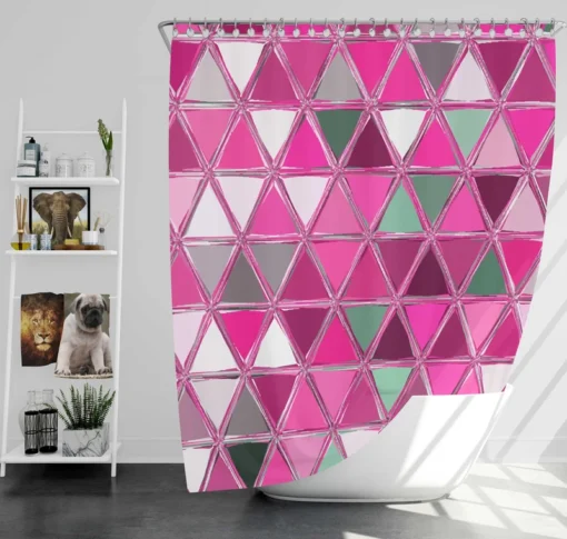 Magenta Glass Effect Triangle Design Shower Curtain