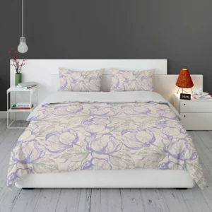 Magnolia Flowers Toile Pattern Bedding Set 1