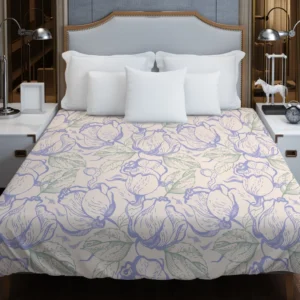 Magnolia Flowers Toile Pattern Duvet Cover