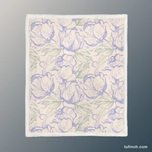 Magnolia Flowers Toile Pattern Sherpa Fleece Blanket 1