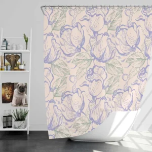 Magnolia Flowers Toile Pattern Shower Curtain