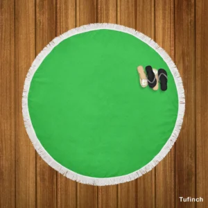 Malachite Green Color Round Beach Towel