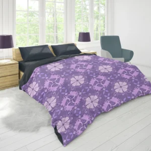 Malva Flowers Pattern Duvet Cover 1