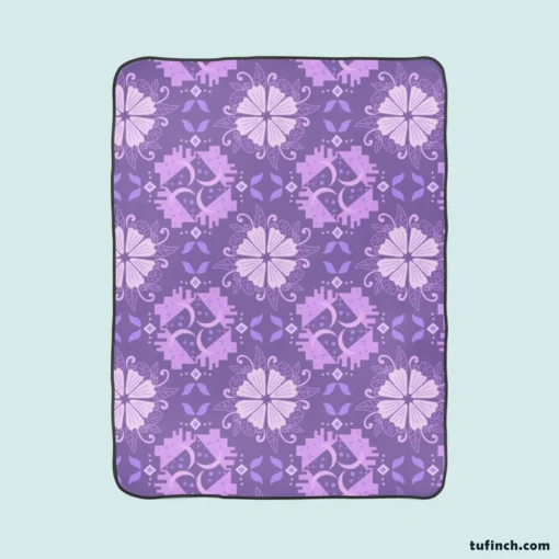 Malva Flowers Pattern Fleece Blanket 1