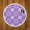 Malva Flowers Pattern Round Beach Towel