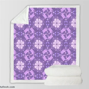 Malva Flowers Pattern Sherpa Fleece Blanket