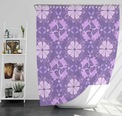 Malva Flowers Pattern Shower Curtain