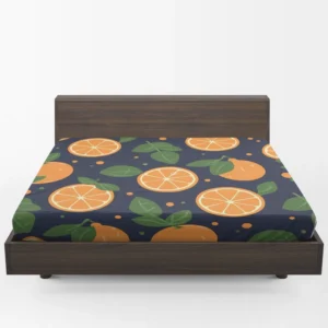 Mandarin Fruit Pattern On Dark Blue Fitted Sheet 1