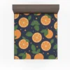 Mandarin Fruit Pattern On Dark Blue Fitted Sheet