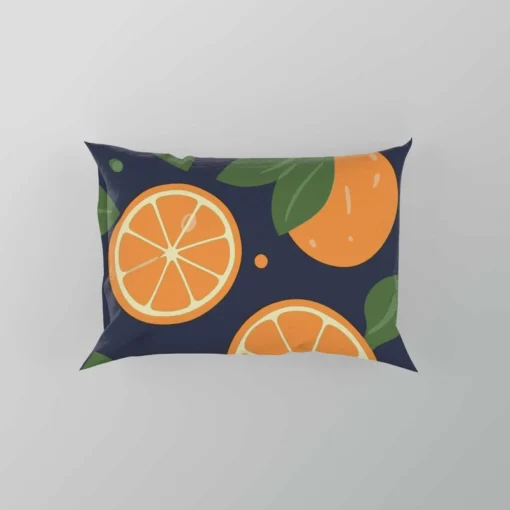 Mandarin Fruit Pattern On Dark Blue Pillow Case