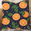 Mandarin Fruit Pattern On Dark Blue Quilt Blanket