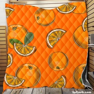 Mandarin Slice Mandarin Pattern Quilt Blanket