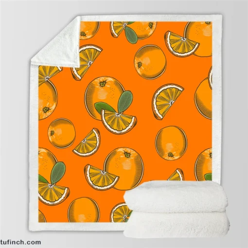 Mandarin Slice Mandarin Pattern Sherpa Fleece Blanket