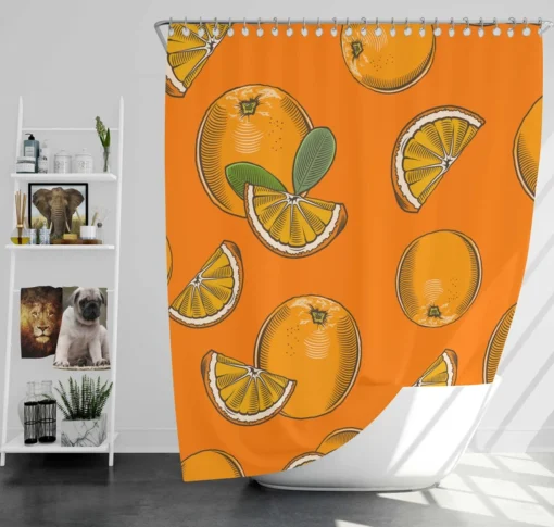 Mandarin Slice Mandarin Pattern Shower Curtain