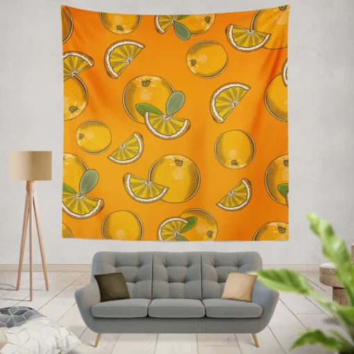 Mandarin Slice Mandarin Pattern Wall Tapestry