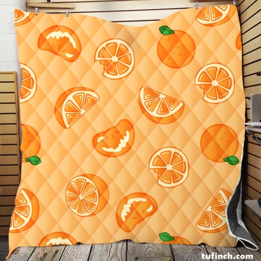 Mandarin Slices Pattern Quilt Blanket