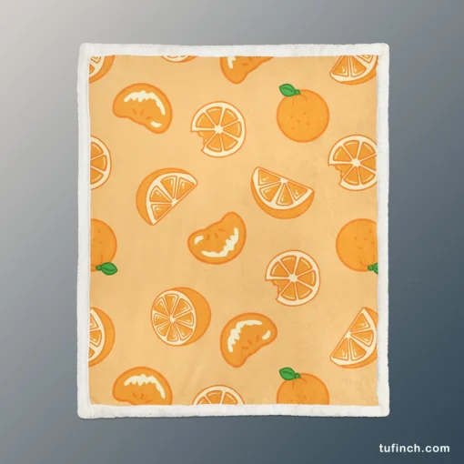 Mandarin Slices Pattern Sherpa Fleece Blanket 1