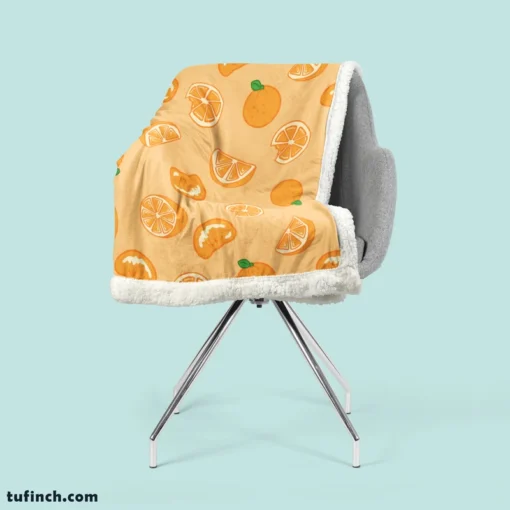 Mandarin Slices Pattern Sherpa Fleece Blanket 2