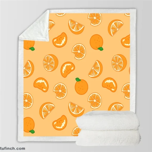 Mandarin Slices Pattern Sherpa Fleece Blanket