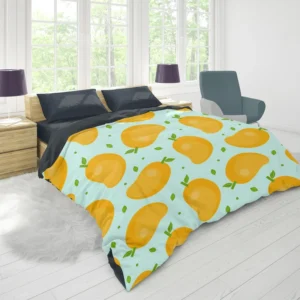 Mango Fruit With Leaves Design Duvet Cover 1