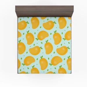 Mango Fruit With Leaves Design Fitted Sheet