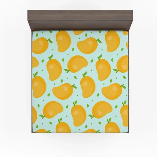 Mango Fruit With Leaves Design Fitted Sheet