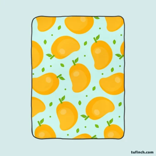 Mango Fruit With Leaves Design Fleece Blanket 1