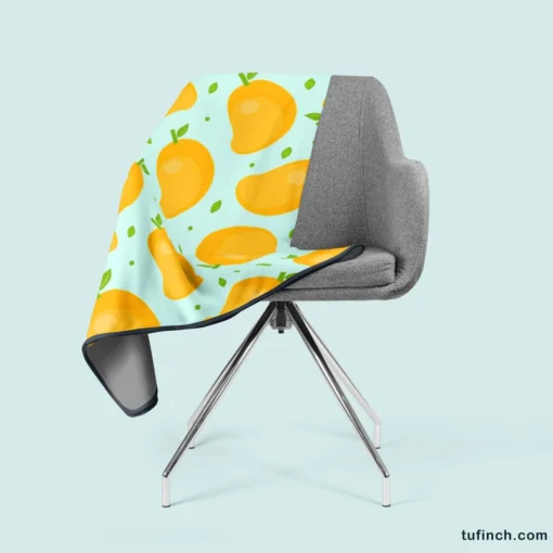 Mango Fruit With Leaves Design Fleece Blanket 2