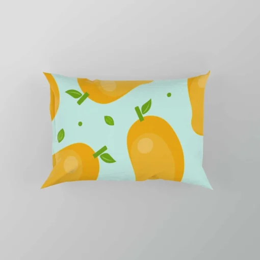 Mango Fruit With Leaves Design Pillow Case