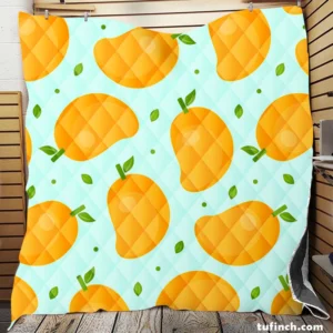 Mango Fruit With Leaves Design Quilt Blanket