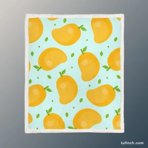 Mango Fruit With Leaves Design Sherpa Fleece Blanket 1