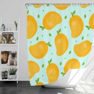 Mango Fruit With Leaves Design Shower Curtain