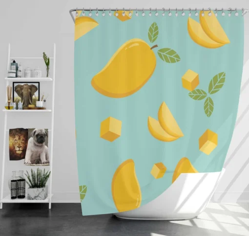 Mango Sliced And Cube Cuts Shower Curtain