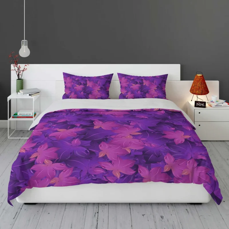 Maple Leafy Purple Design Bedding Set 1