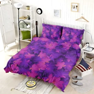 Maple Leafy Purple Design Bedding Set