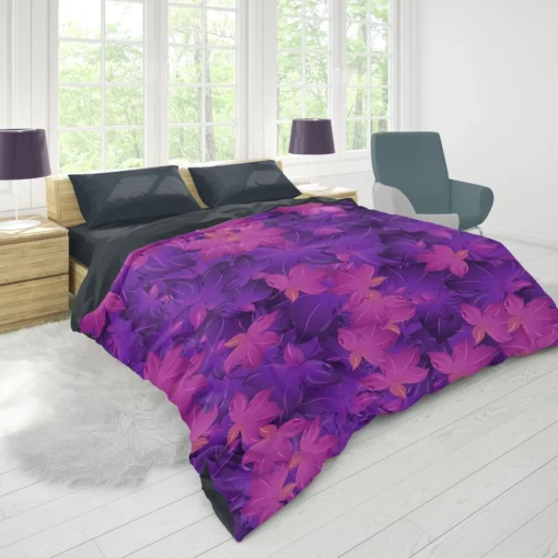 Maple Leafy Purple Design Duvet Cover 1