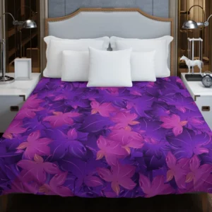 Maple Leafy Purple Design Duvet Cover